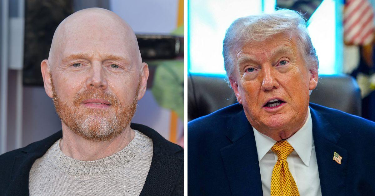split photo of Bill Burr & Donald Trump