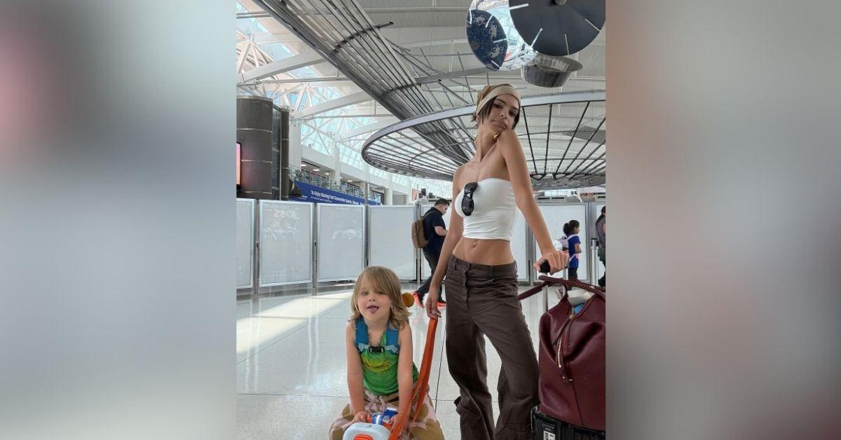 image of Emily Ratajkowski brought her son on her trip.