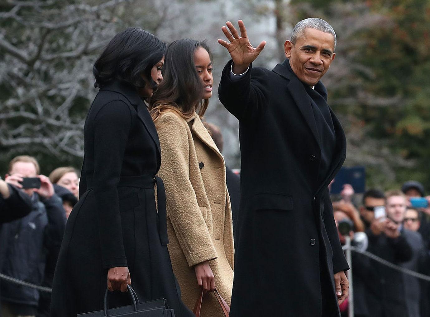 Barack And Michelle Obama With Daughter Malia Clooney Vacation