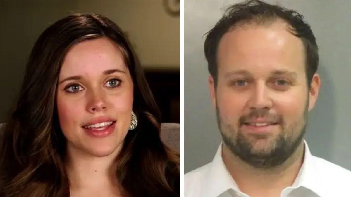 split photo of jessa duggar seewald and josh duggar