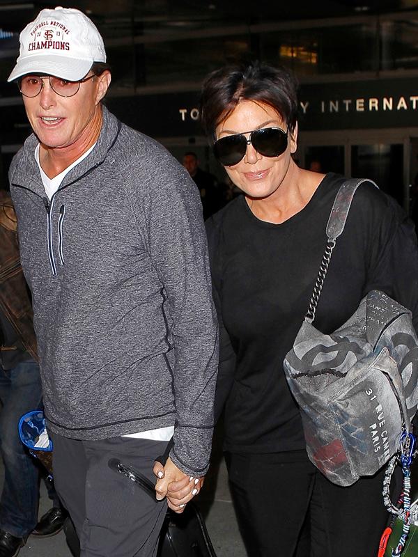 Kris and Bruce Jenner hold hands at LAX