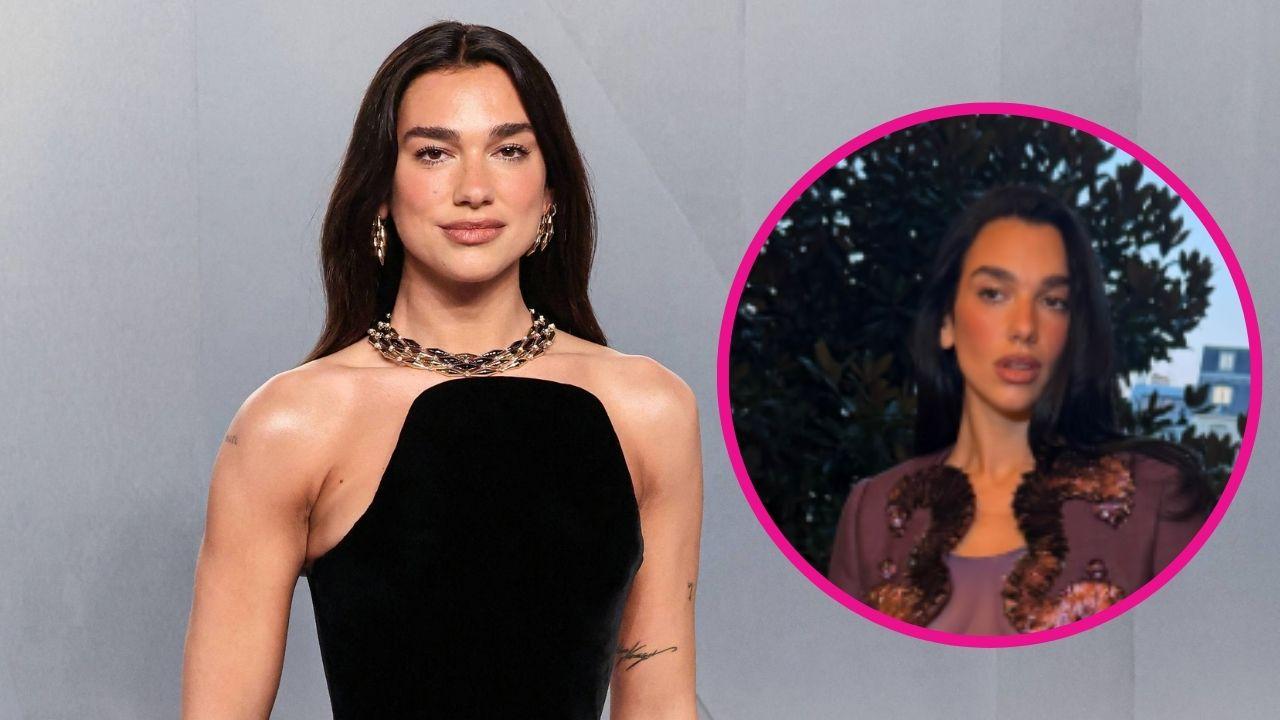 Image of Dua Lipa rocked a sheer outfit during Paris Fashion Week.