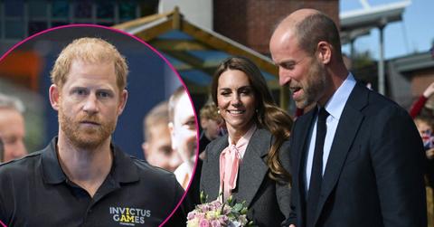 Composite photo of Prince Harry, Kate Middleton and Prince William.