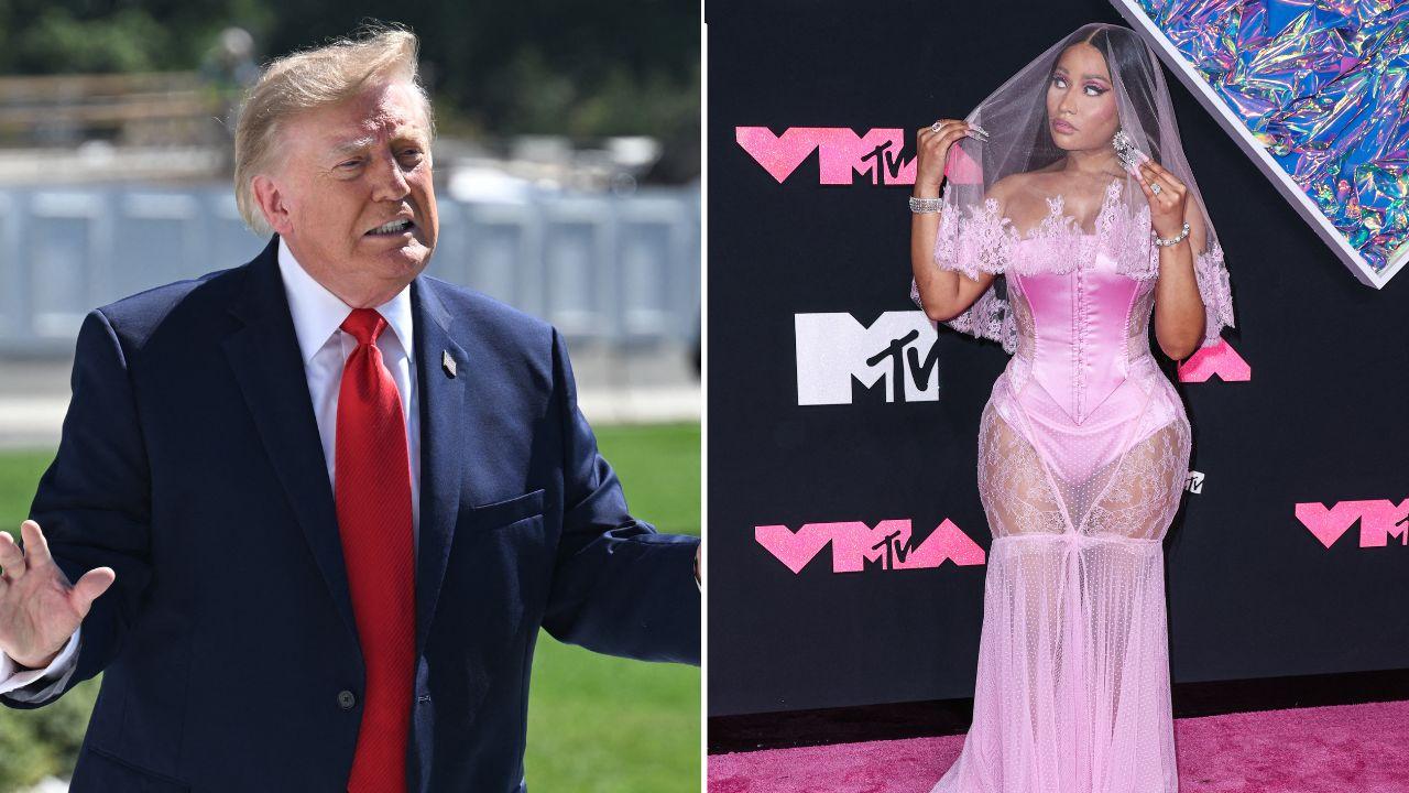 Split image of Donald Trump and Nicki Minaj