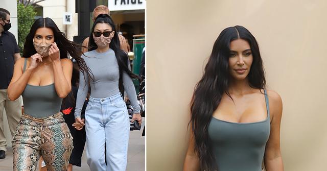 kim kardashian promotes skims at pop up in the grove