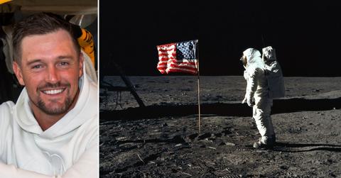 Photo of Bryson DeChambeau and an astronaut on the moon.