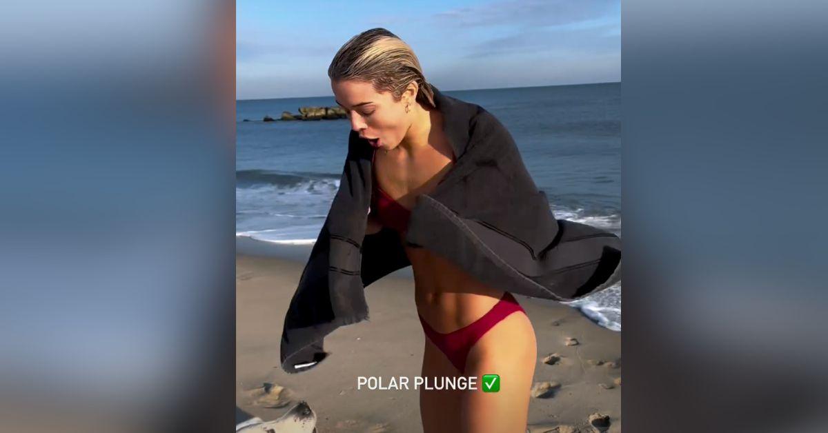 livvy dunne polar plunge strips down