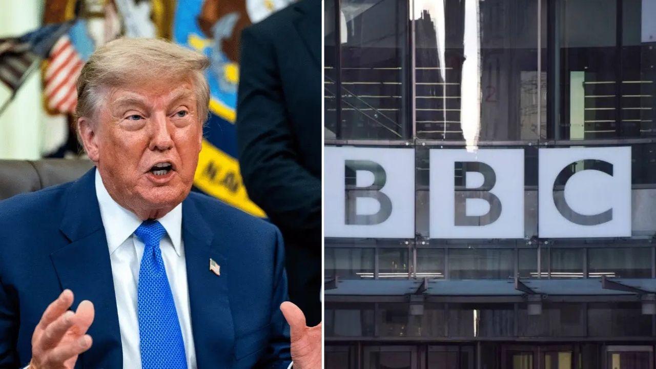 Split photo of Donald Trump and BBC