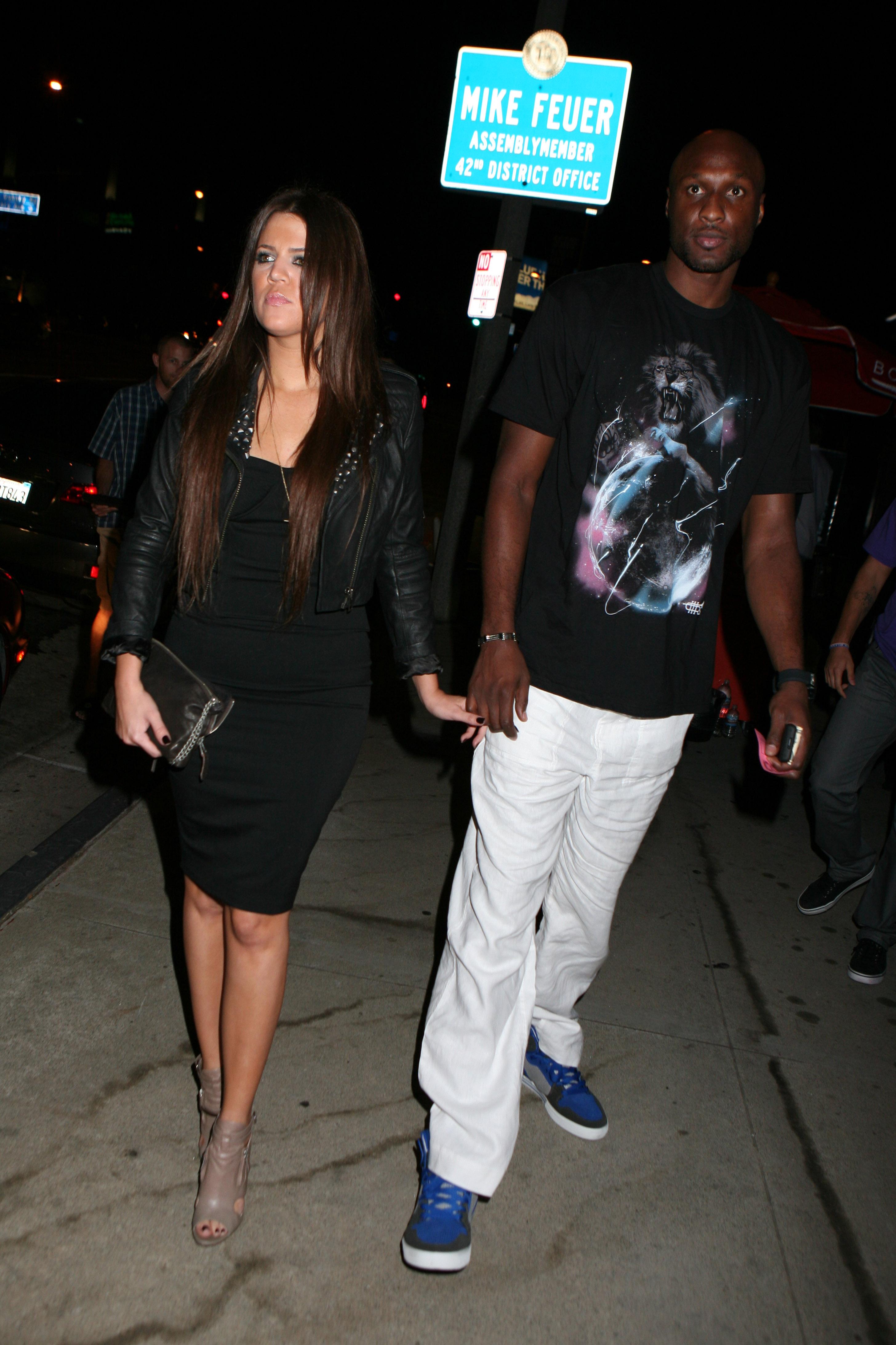 Khloe Kardashian and Lamar Odom Leave Boa Restaurant holding hands