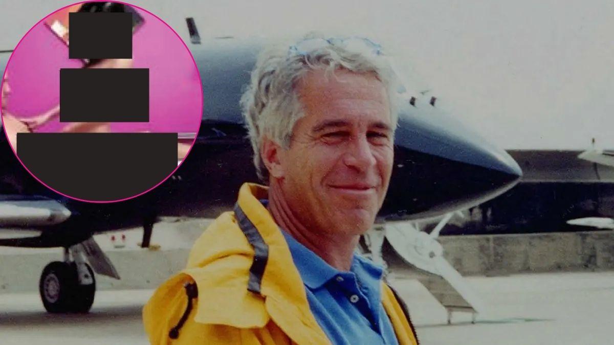 composite photo of jeffrey epstein and an explicit image
