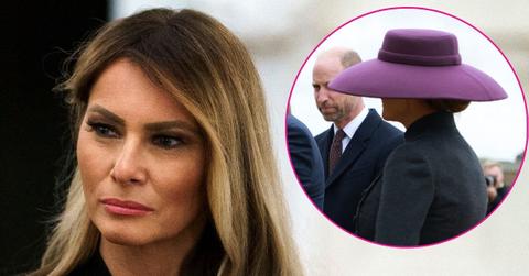 melania trump mocked for cone of shame hat at royal meeting