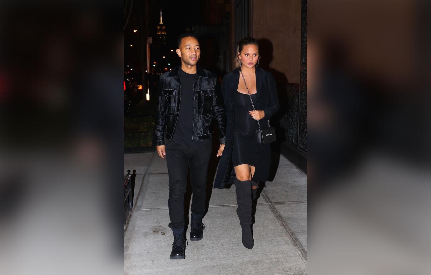 Pregnant Chrissy Teigen and John Legend head out to dinner in Brooklyn