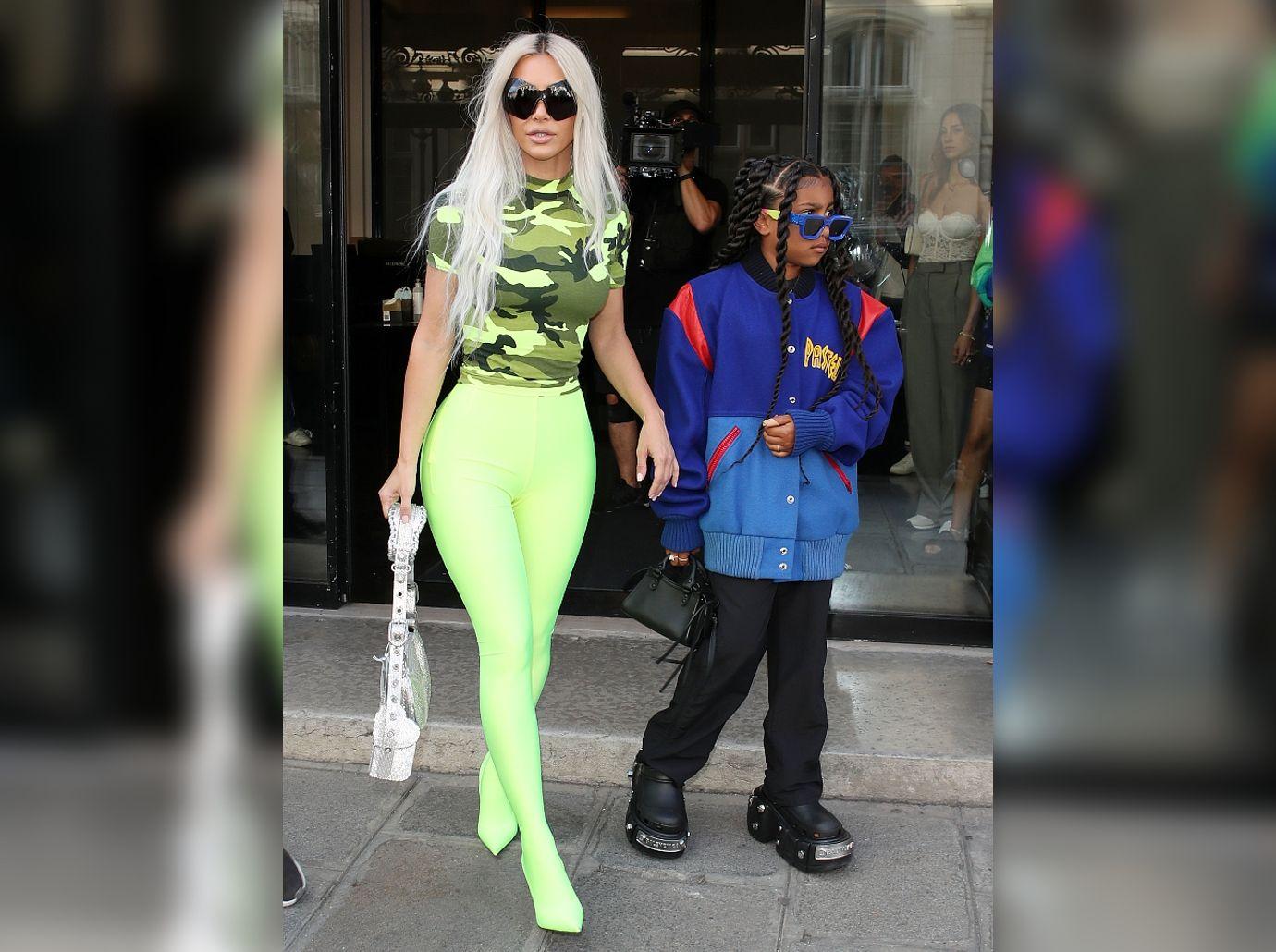 Skims Lime Green Bra and Shorts, Kim Kardashian Embraces the Neon Trend in  a Skims Bra-and-Thong Set