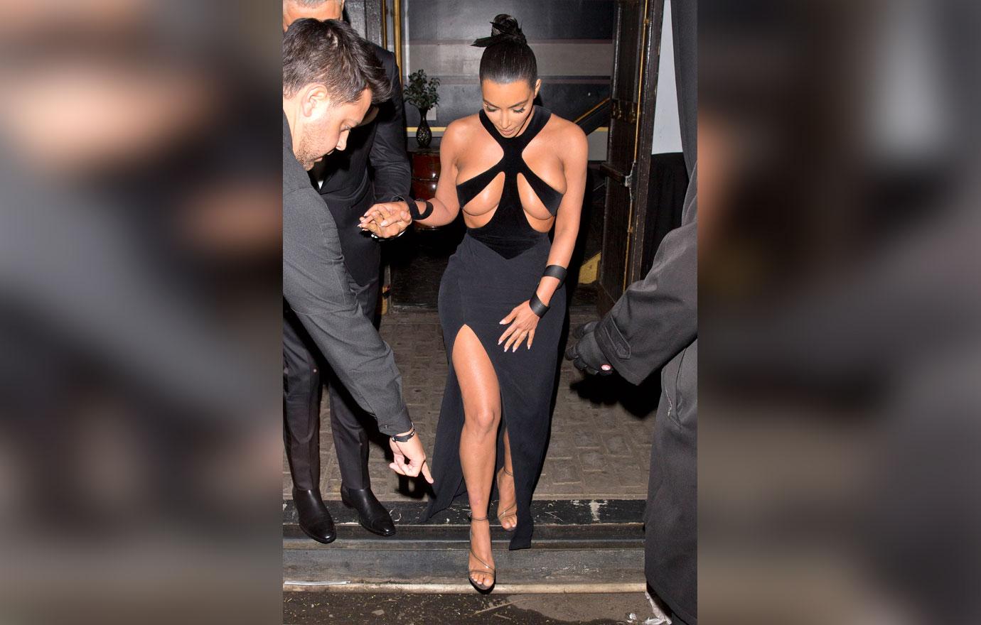 Kim Kardashian wears a &#8216;Barely There&#8217; dress as she was seen leaving  &#8216;The Avalon&#8217; in Hollywood with her British Hair Stylist Chris Appleton who was looking sharp in a Tuxedo and holding a Gold award