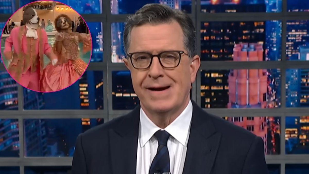 composite photo of stephen colbert and dancers at the American Humane Society's 15th Annual Hero Dog Awards Gala