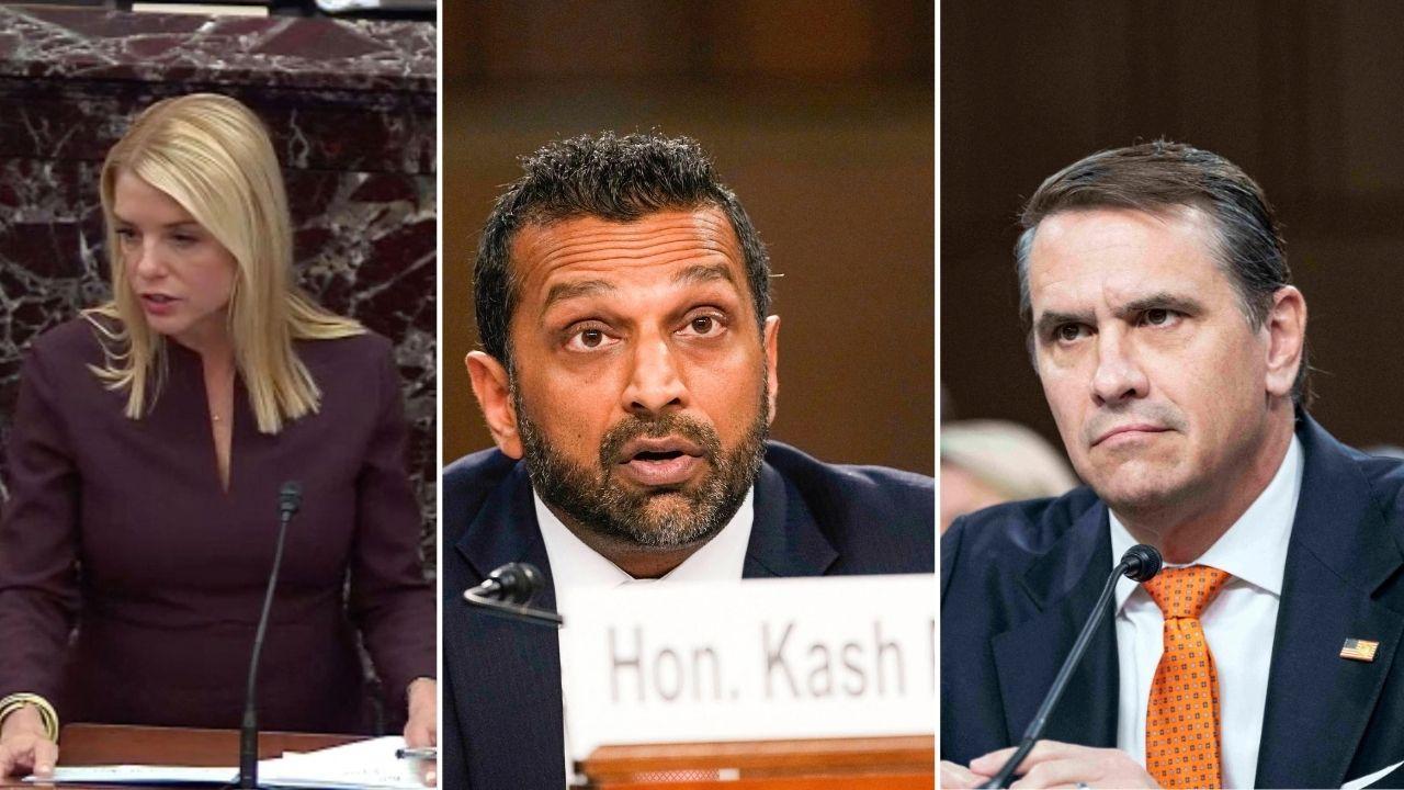 Image of Pamela Bondi, Kash Patel and Todd Blanche was among the senior DOJ officials named in the July 28 records requests.