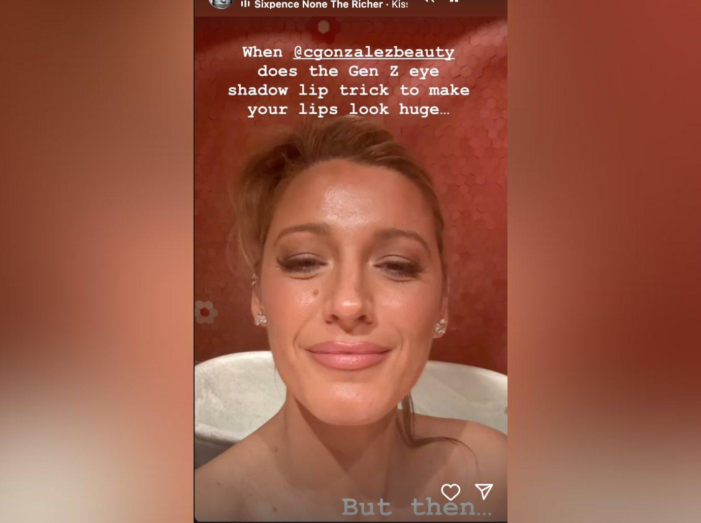 blake lively makeup free glam photos painful trend make lips look huge