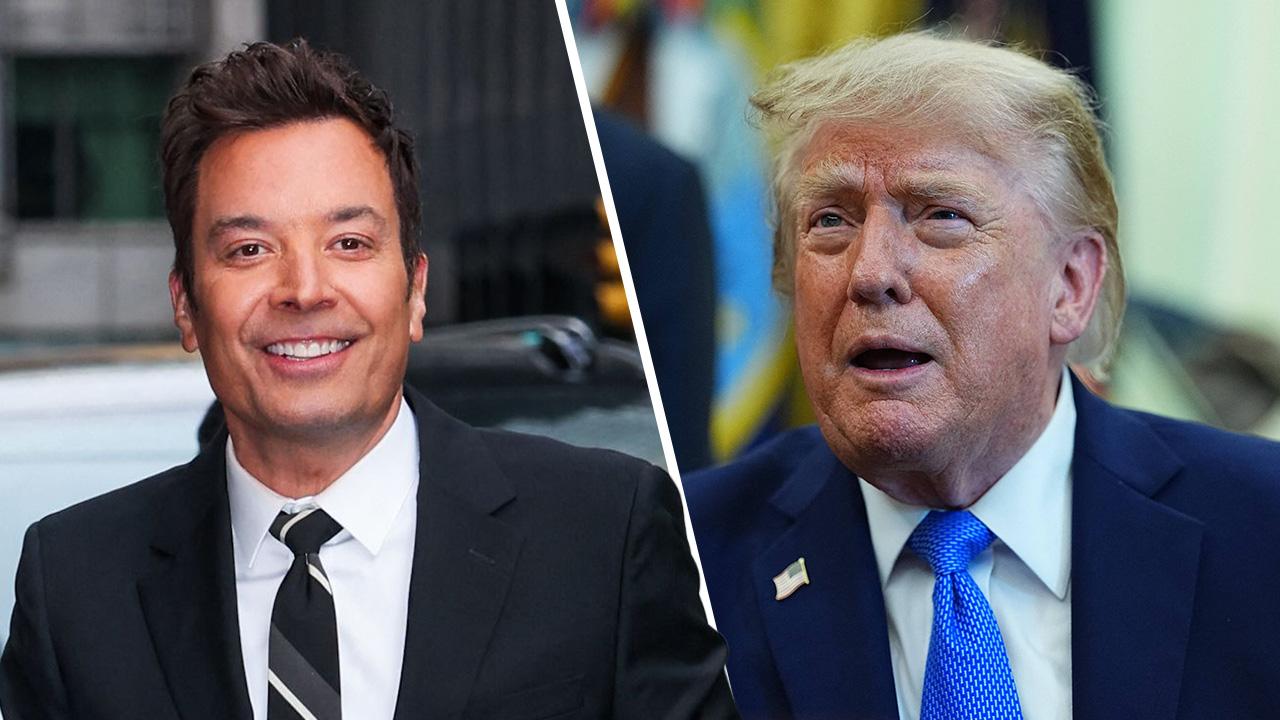 Composite photo of Jimmy Fallon and Donald Trump.