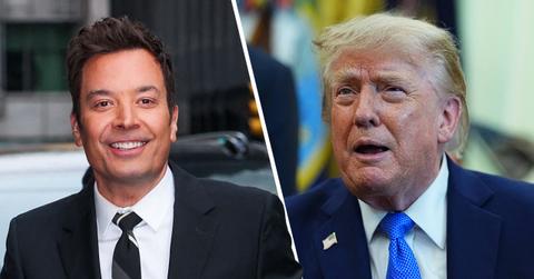 Composite photo of Jimmy Fallon and Donald Trump.