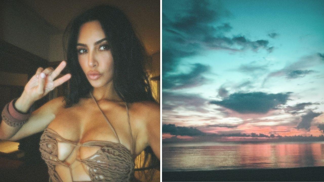 image of The reality star flaunted a brown bikini-style outfit while swimming, scuba diving and enjoying the island scenery.