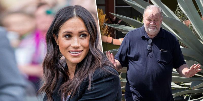 Meghan Markle next to photo of Thomas Markle Sr.