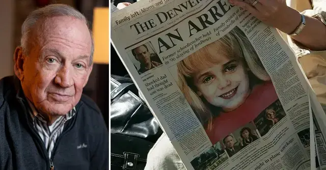 Split photo of John Ramsey and Jonbenet Ramsey newspaper article.