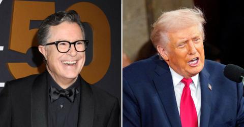 Composite photo of Stephen Colbert and Donald Trump.