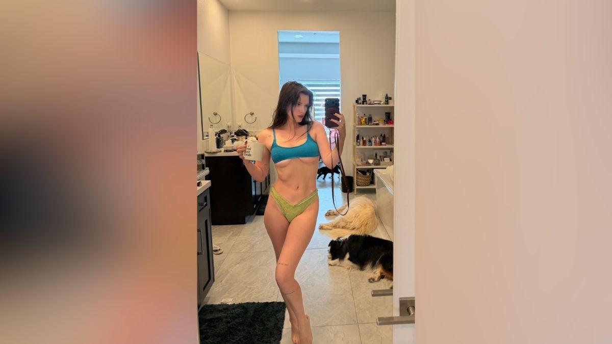 Image of Bella Thorne posed in her intimates.