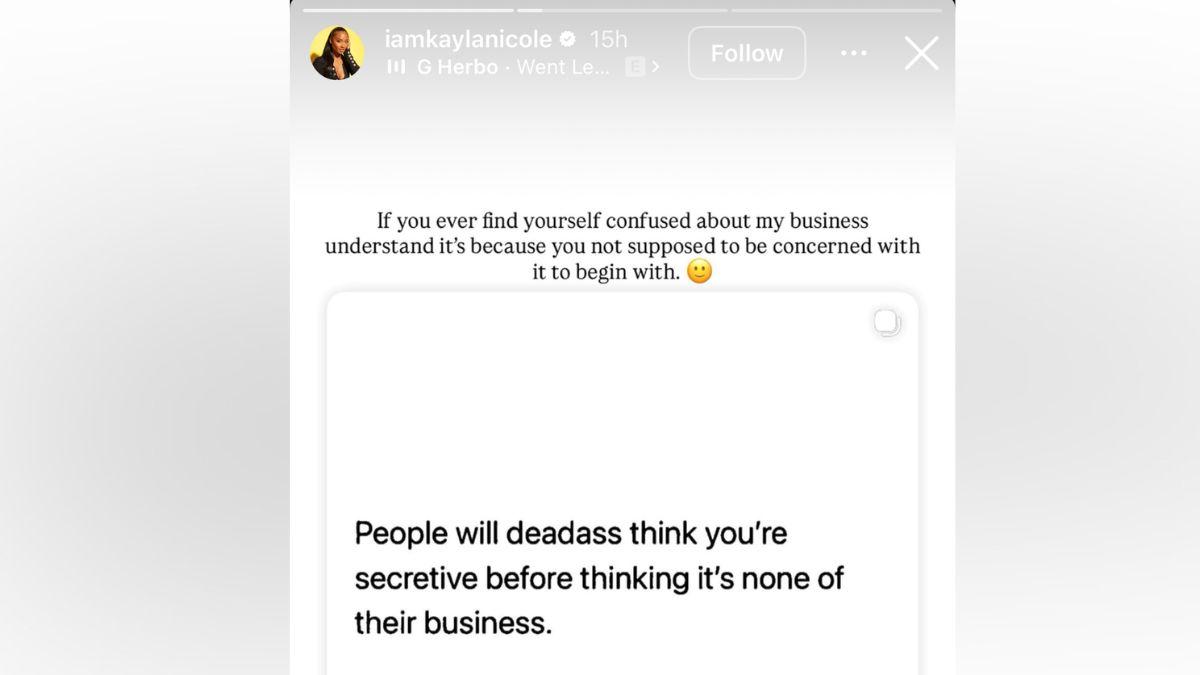 Photo of Kayla Nicole told people to stay out of her business in a new Instagram Story post.