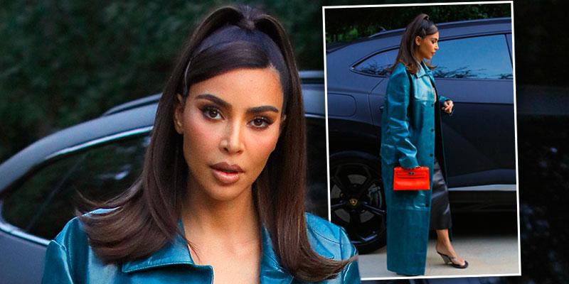 Kim Kardashian covers up in long skirt and embroidered coat