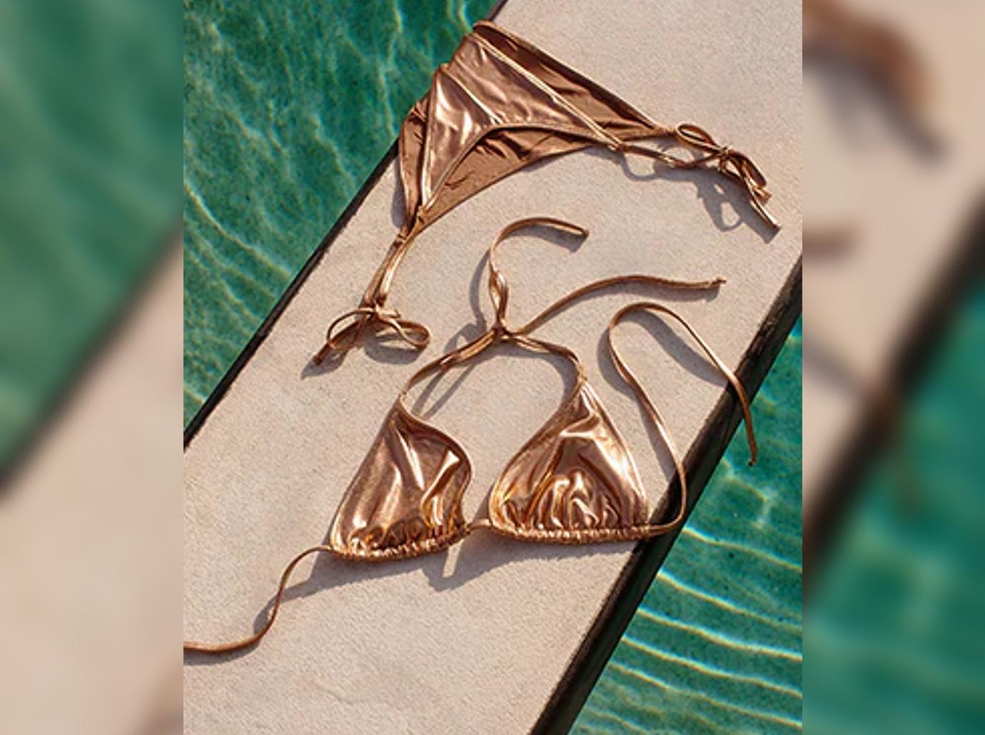 kim kardashian skims metallic swimwear bikini trend shop