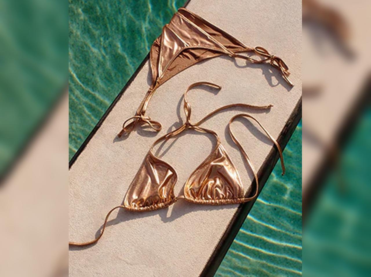 Kim Kardashian Skims Swimwear Trendy Metallic Collection