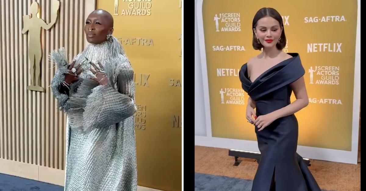 Photos of Cynthia Erivo and Selena Gomez at the 2025 SAG Awards.