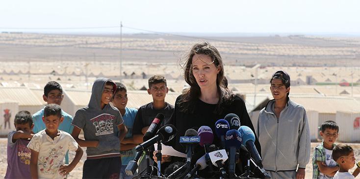 UNHCR special envoy Angelina Jolie meets children in Azraq