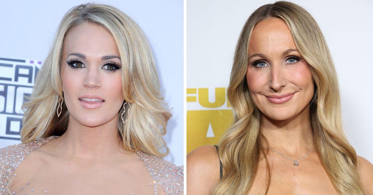 split photo of Carrie Underwood & Nikki Glaser