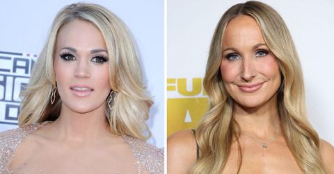 split photo of Carrie Underwood & Nikki Glaser