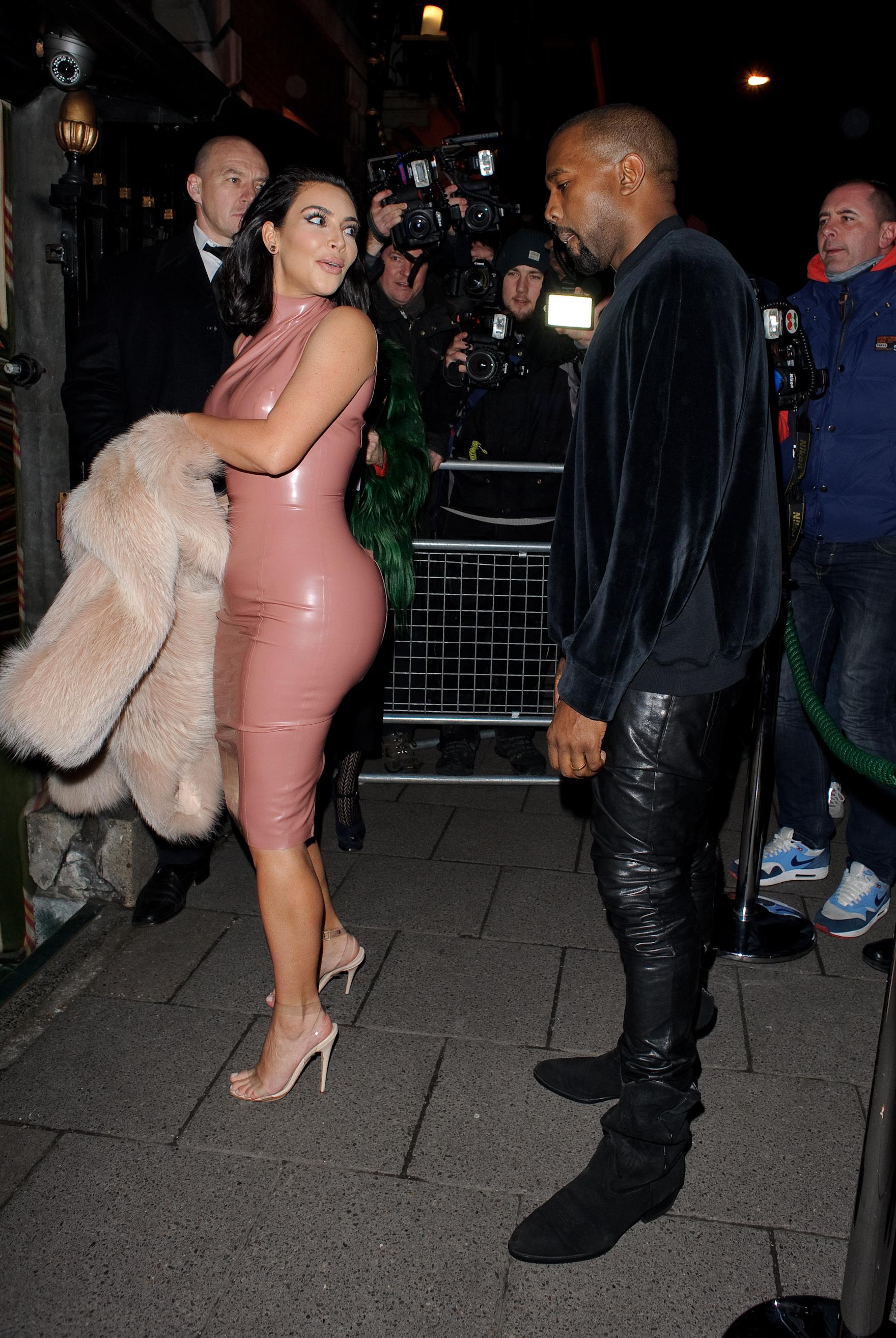 Kim Kardashian and Kanye West arrive at Annabel&#8217;s nightclub