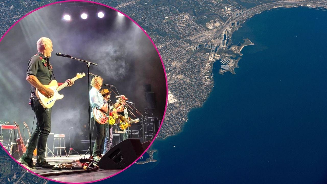 Composite photo of Lake Ontario and Blue Rodeo.