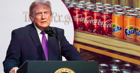 Composite photo of Donald Trump and soda.
