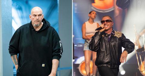 Split photo of John Fetterman and Macklemore