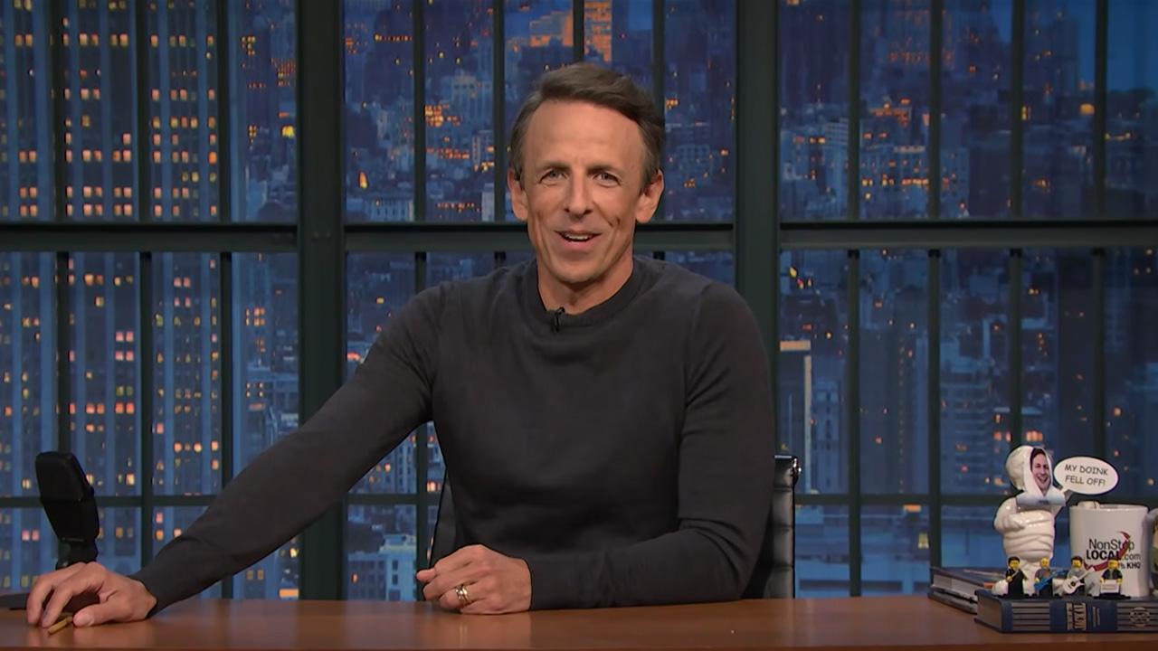 Image of Seth Meyers mocked Katie Zacharia's historic five-day tenure.