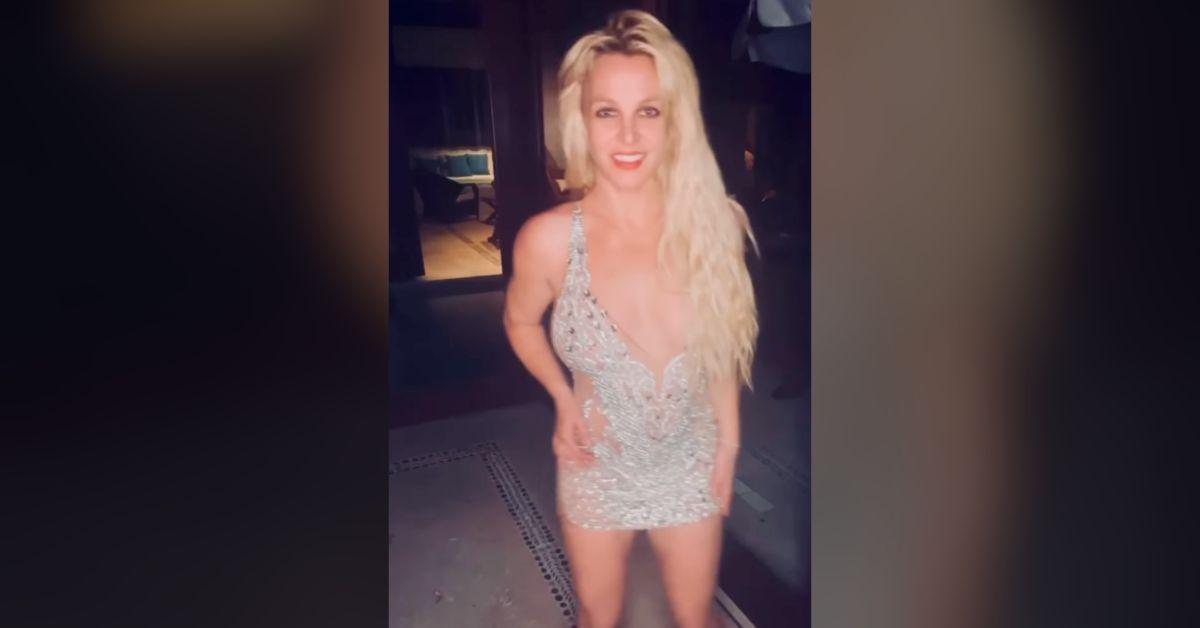 Image of Britney Spears went braless in a sparkly frock.