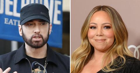 Photo of Eminem; picture of Mariah Carey.
