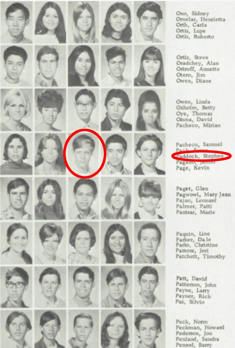 Las Vegas massacre gunman Stephen Paddock can be revealed as a geeky teen in a photo taken from his high school yearbook.