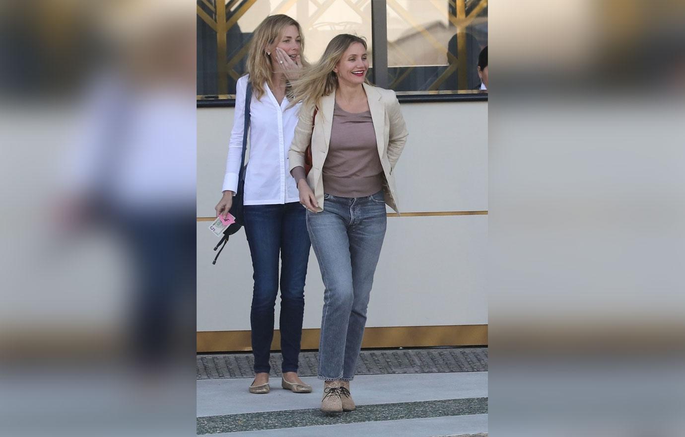 *EXCLUSIVE* Cameron Diaz has lunch with a friend at Waldorf Astoria Hotel