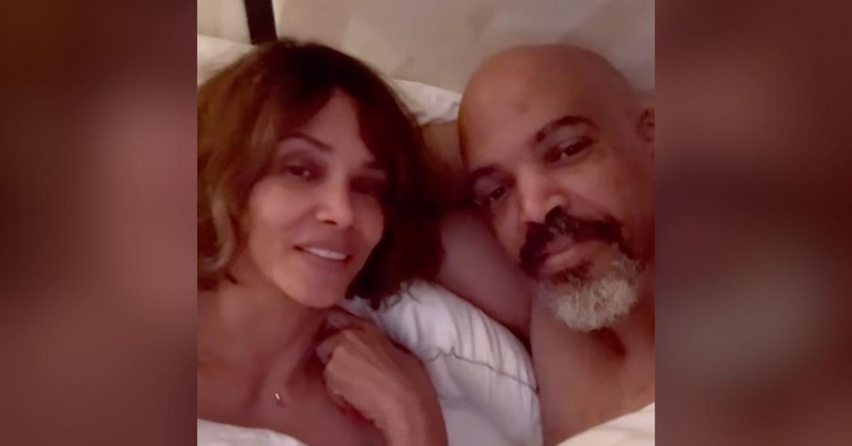 halle berry holds lube intimate boyfriend sensual video bed watch