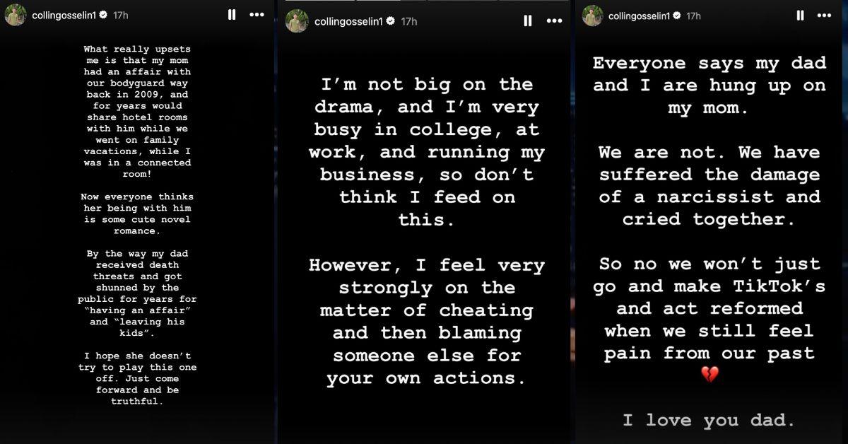 Photos of Collin Gosselin's Instagram Story posts