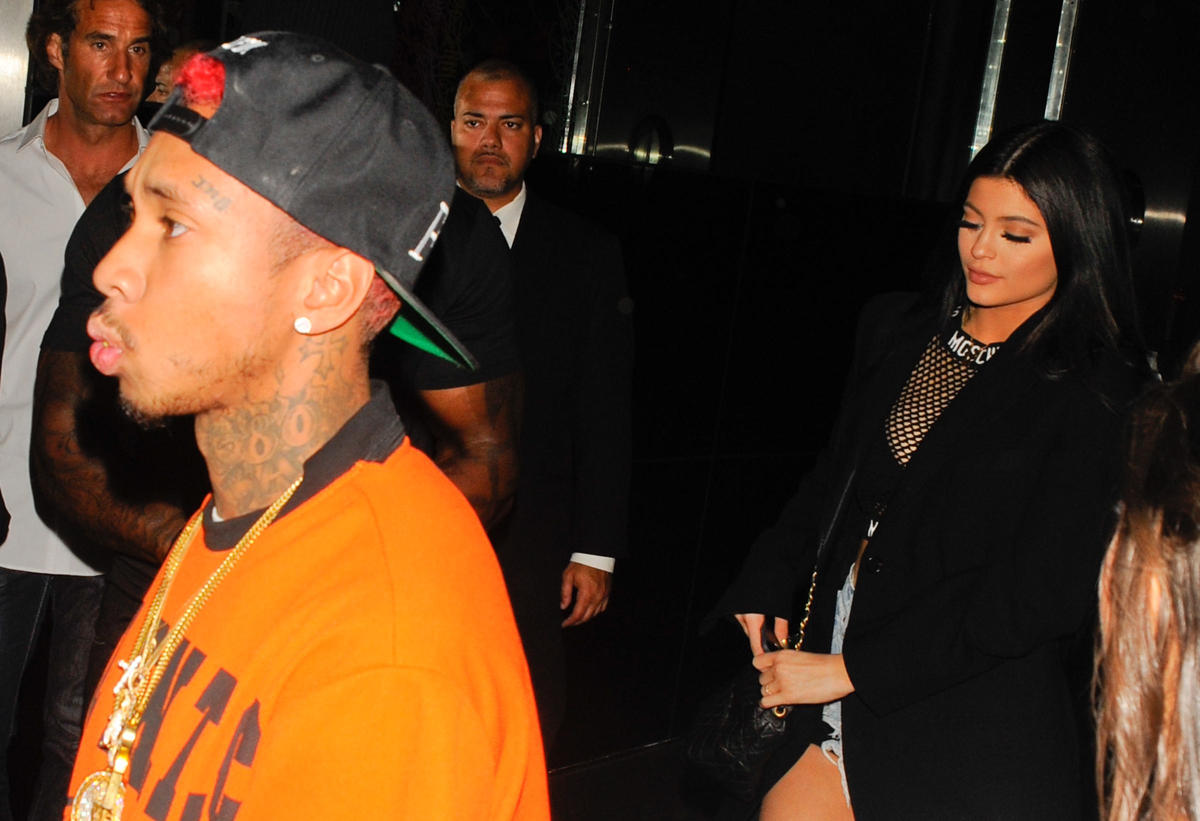 Kylie Jenner and Tyga arrive together at the Standard Hotel for the Met Gala after party