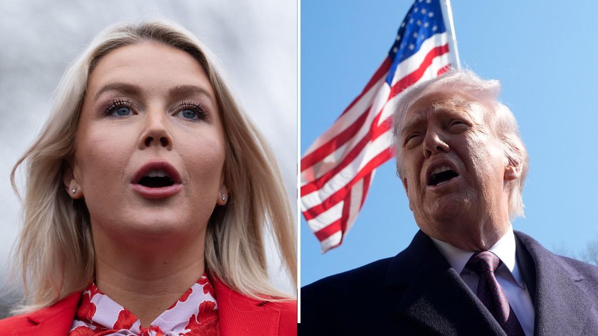 split of Karoline Leavitt, Donald Trump. 