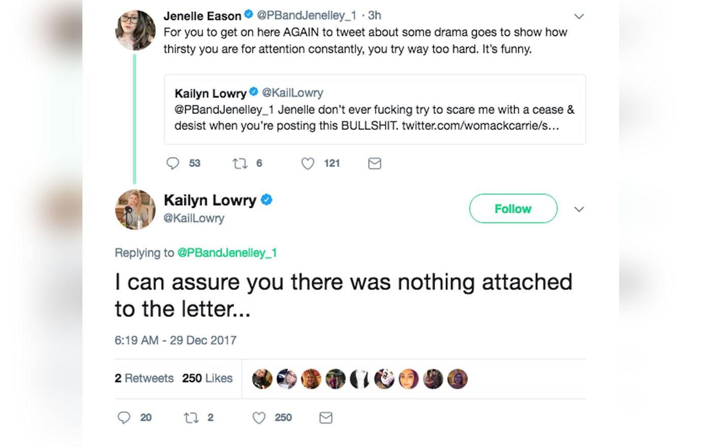 kailyn lowry Jenelle evans twitter war cease desist 08